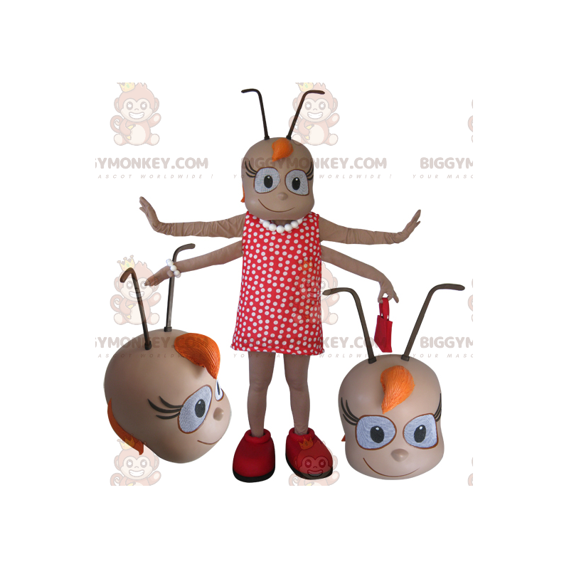 Costume de mascotte BIGGYMONKEY™ féminine d'insecte à 4 bras Costume de mascotte BIGGYMONKEY™ féminine d'insecte à 4 bras