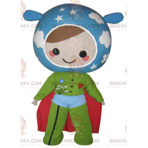 BIGGYMONKEY™ doll mascot costume in Earth colors. Super hero -