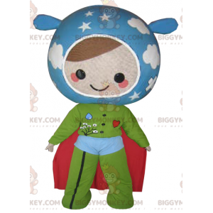 BIGGYMONKEY™ doll mascot costume in Earth colors. Super hero –