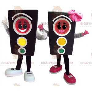 2 traffic light mascot BIGGYMONKEY™s a girl and a boy -