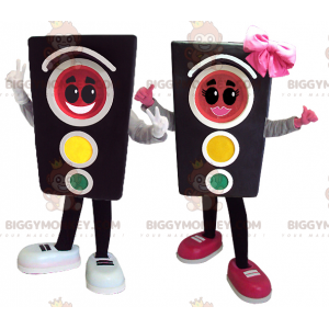 2 trafikljusmaskot BIGGYMONKEY™ är en flicka och en pojke -