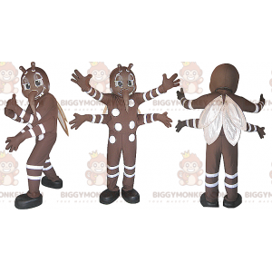 Traje de mascote BIGGYMONKEY™ de mosquito marrom e branco de