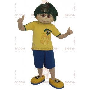 Pojke BIGGYMONKEY™ maskotdräkt med grön peruk - BiggyMonkey
