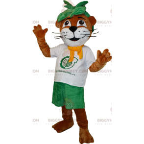 Brown and White Beaver Otter BIGGYMONKEY™ Mascot Costume –