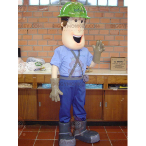 BIGGYMONKEY™ Carpenter Worker-mascottekostuum met veiligheidshelm - Menselijke mascottes - BIGGYMONKEY_05814 - BiggyMonkey.com
