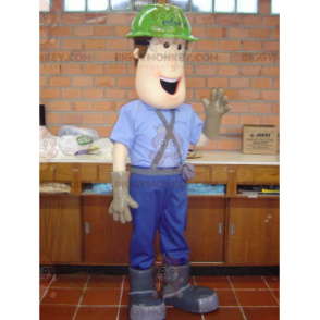 BIGGYMONKEY™ Carpenter Worker Mascot Costume with Hard Hat –