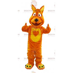 BIGGYMONKEY™ Soft and Furry Orange and Yellow Fox Wolf Mascot