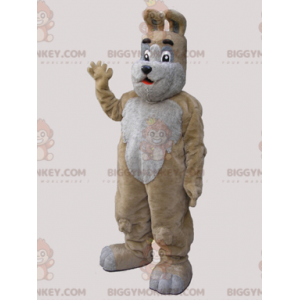 Blødt og sødt beige og grå hunde-BIGGYMONKEY™-maskotkostume -