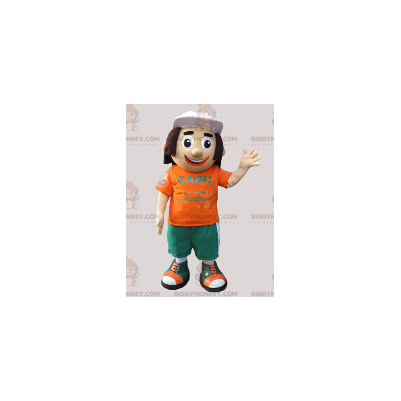 BIGGYMONKEY™ mascottekostuum van een man met halflang haar.