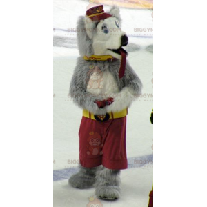 Gray and White Wolf Dog BIGGYMONKEY™ Mascot Costume -