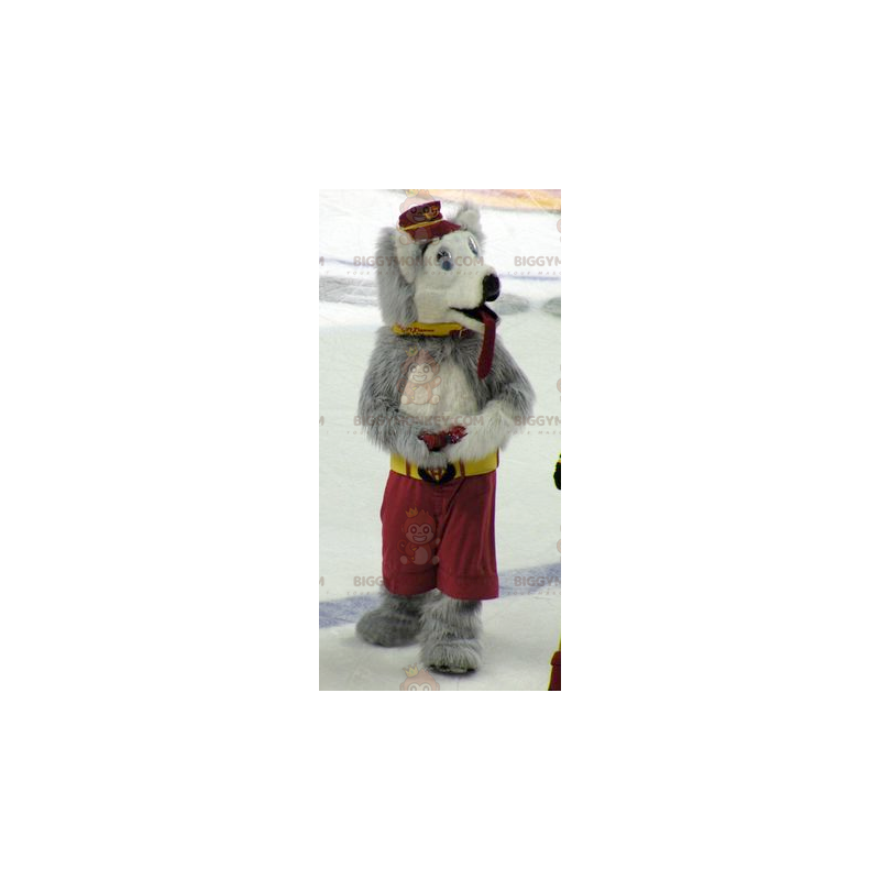 Gray and White Wolf Dog BIGGYMONKEY™ Mascot Costume -