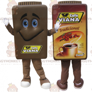 Costume de mascotte BIGGYMONKEY™ de pot de café marron. Café