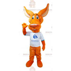 BIGGYMONKEY™ Mascot Costume Orange Wolf Coyote With Big Ears –
