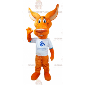 BIGGYMONKEY™ Maskottchen-Kostüm Orange Wolf Coyote mit großen