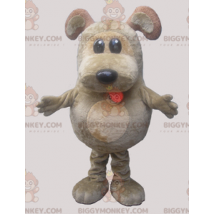 Grijze en bruine hond BIGGYMONKEY™ mascottekostuum. Mollig