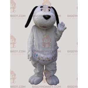 BIGGYMONKEY™ Maskotdräkt Vit hund med svarta öron - BiggyMonkey