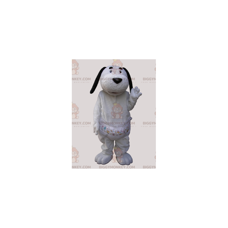BIGGYMONKEY™ Costume da mascotte Cane bianco con orecchie nere