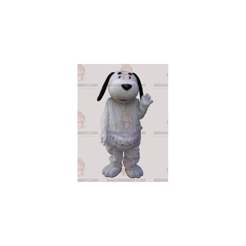 BIGGYMONKEY™ Costume da mascotte Cane bianco con orecchie nere BIGGYMONKEY™ Costume da mascotte Cane bianco con orecchie nere