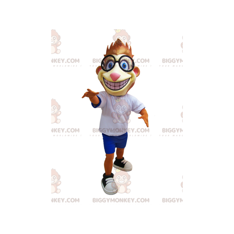 Orange und gelber Tiger BIGGYMONKEY™ Maskottchen-Kostüm mit Orange und gelber Tiger BIGGYMONKEY™ Maskottchen-Kostüm mit