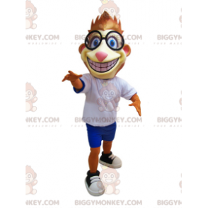Oranje en gele tijger BIGGYMONKEY™ mascottekostuum met bril -