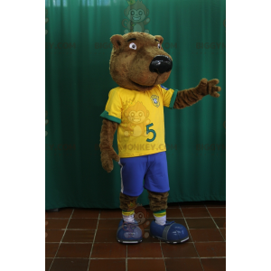 BIGGYMONKEY™ Brown Bear Beaver Mascot Costume In Footballer