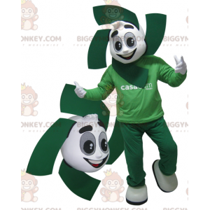 White and Green Snowman BIGGYMONKEY™ Mascot Costume. Eco