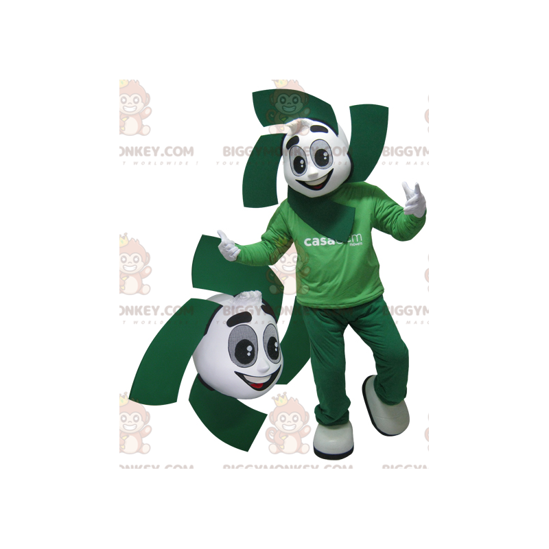 White and Green Snowman BIGGYMONKEY™ Mascot Costume. Eco White and Green Snowman BIGGYMONKEY™ Mascot Costume. Eco