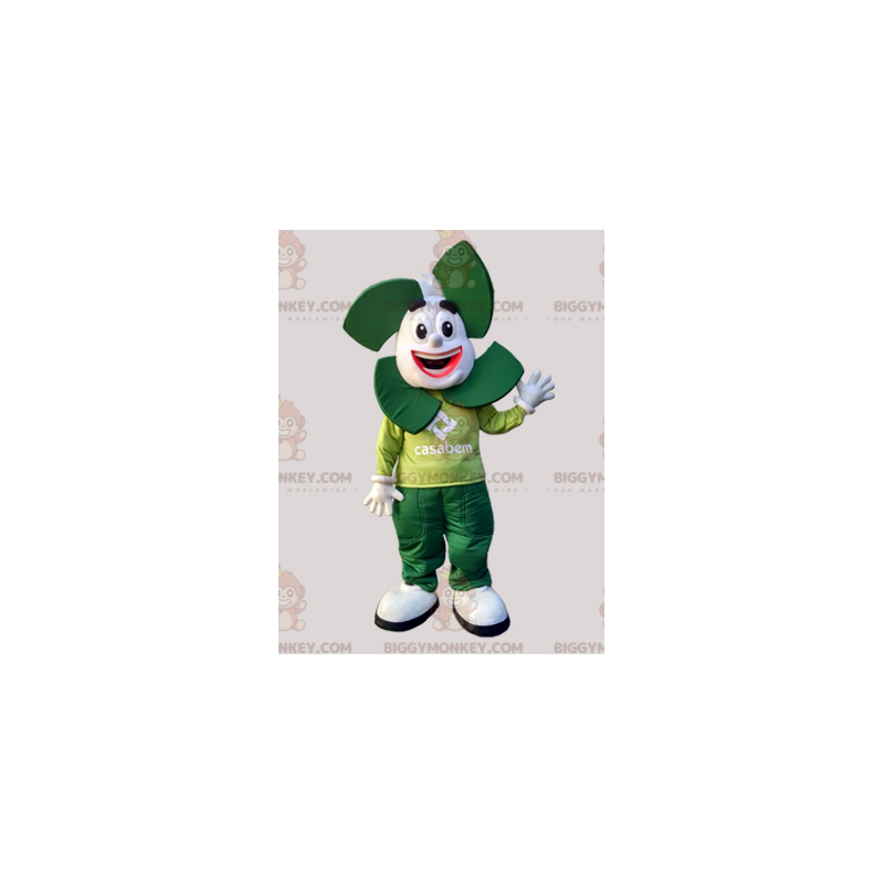 White and Green Snowman BIGGYMONKEY™ Mascot Costume.