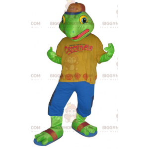 Green Frog BIGGYMONKEY™ Mascot Costume Dressed in Colorful