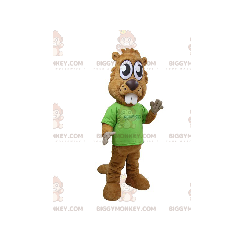 BIGGYMONKEY™ Costume da mascotte Castoro marrone con denti BIGGYMONKEY™ Costume da mascotte Castoro marrone con denti
