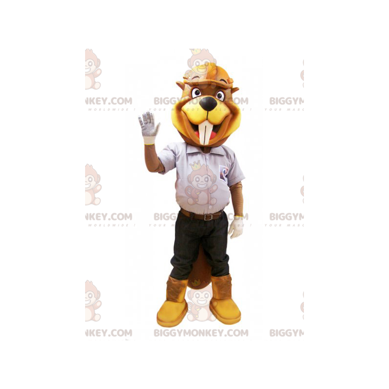 BIGGYMONKEY™ Maskottchen-Kostüm Gelber und brauner Biber in BIGGYMONKEY™ Maskottchen-Kostüm Gelber und brauner Biber in