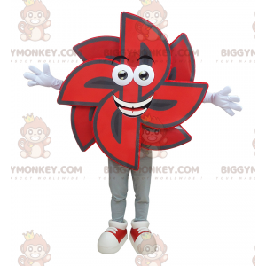 Svart och röd väderflöjel BIGGYMONKEY™ maskotdräkt. Blomma