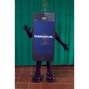 Jättesvart smartphone BIGGYMONKEY™ maskotdräkt. Telefon