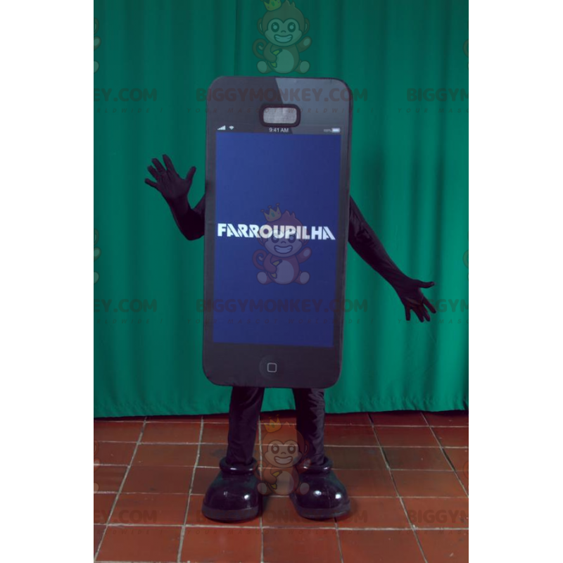 Costume da mascotte BIGGYMONKEY™ per smartphone nero gigante. Costume da mascotte BIGGYMONKEY™ per smartphone nero gigante.