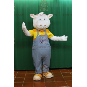 White and Black Cow BIGGYMONKEY™ Mascot Costume Dressed in