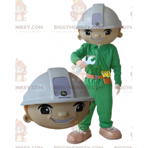 Στολή μασκότ Man Worker BIGGYMONKEY™ με κράνος και στολή -