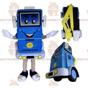 Blau-gelber Gabelstapler BIGGYMONKEY™ Maskottchen-Kostüm -