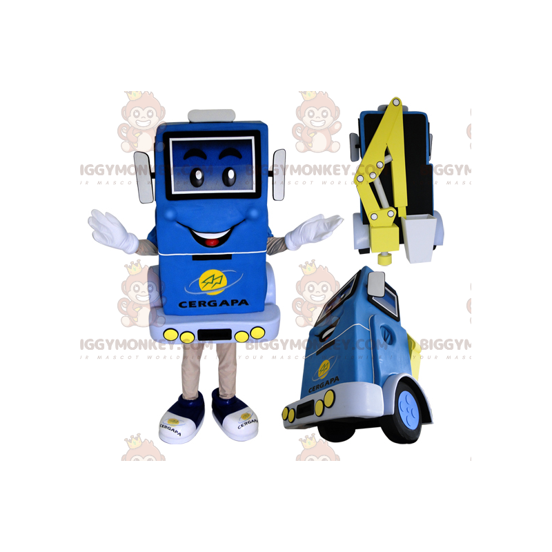 Blue and Yellow Lift Truck BIGGYMONKEY™ Mascot Costume -