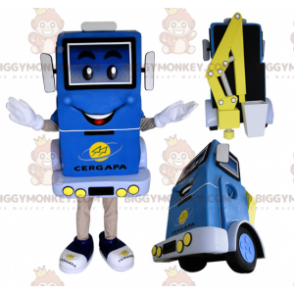 Blue and Yellow Lift Truck BIGGYMONKEY™ Mascot Costume -