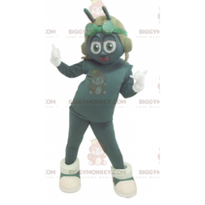 Zelenobílý kostým maskota proti hmyzu BIGGYMONKEY™ s letcovou helmou - Maskoti hmyzu - BIGGYMONKEY_05853 - BiggyMonkey.com