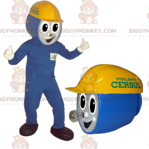 Blue Outfit Worker Electrician BIGGYMONKEY™ Mascot Costume -