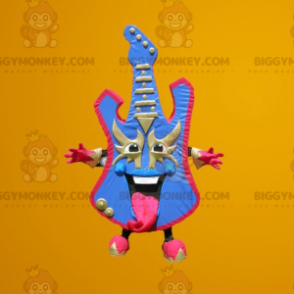 Modrý a růžový barevný kostým na elektrickou kytaru