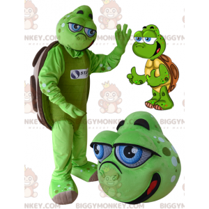 BIGGYMONKEY™ Blue Eyes Green Brown Turtle Mascot Costume -