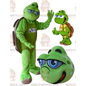 BIGGYMONKEY™ Olhos Azuis Verde Marrom Mascote Tartaruga –