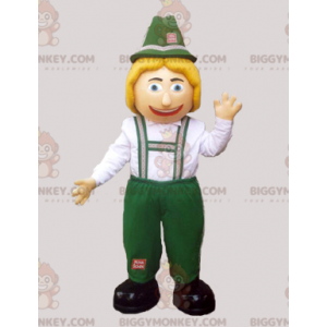 Tyrolean BIGGYMONKEY™ Mascot Costume in Green and White