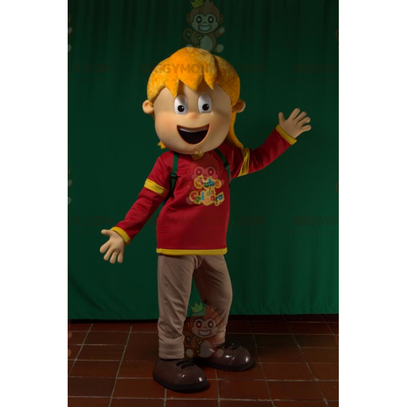 Traje de mascote loira muito sorridente BIGGYMONKEY™ – Traje de mascote loira muito sorridente BIGGYMONKEY™ –