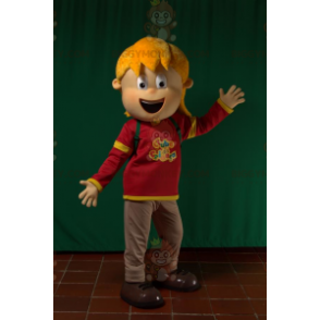BIGGYMONKEY™ meget smilende maskotkostume til blond pige - Drenge og piger maskoter - BIGGYMONKEY_05872 - BiggyMonkey.com