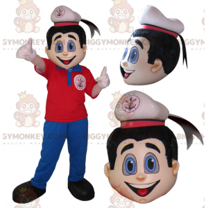 Seaman Sailor BIGGYMONKEY™ Mascot Costume in Red and Blue