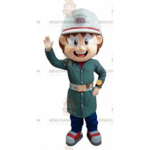 Costume de mascotte BIGGYMONKEY™ de pompier en uniforme vert