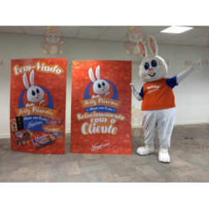 BIGGYMONKEY™ Mascot Costume Plump And Cute White Rabbit Dressed